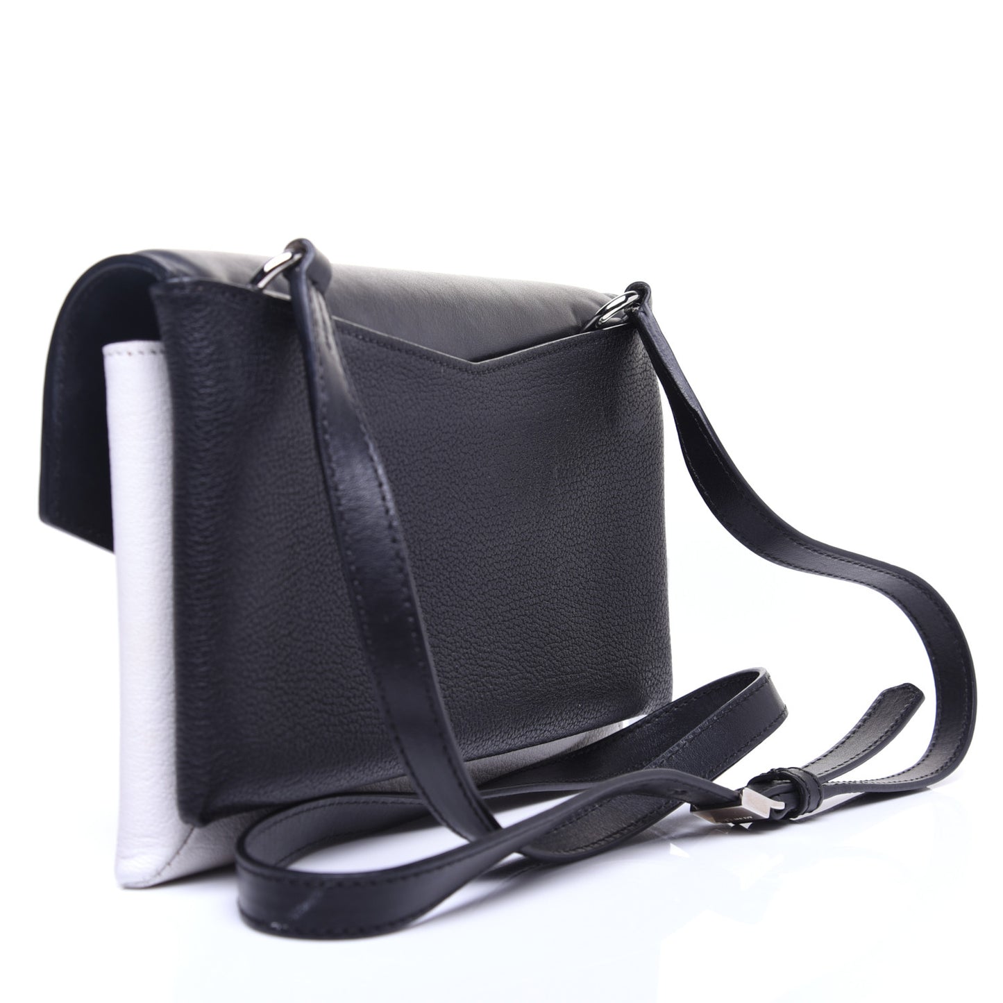 Calfskin Duetto Crossbody Bag White Black