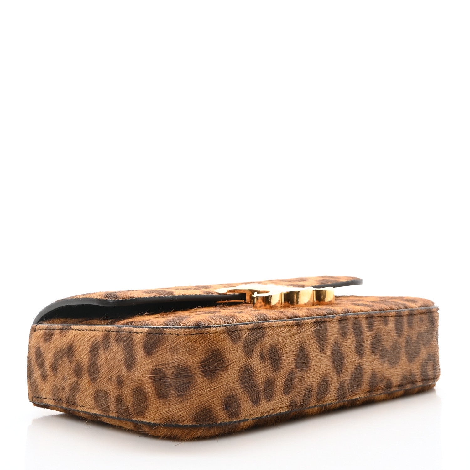 Celine Pony Hair Leopard Print Triomphe Chain Shoulder Bag Multicolor 4 of 9