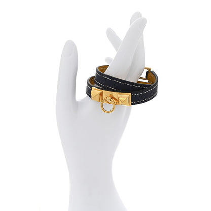 Hermes Swift Rivale Double Tour Bracelet T2 Bleu Encre Ambre 2 of 6