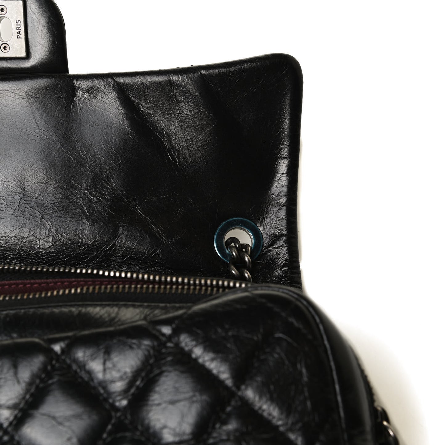 Glazed Calfskin Medium Duo Color Flap Black