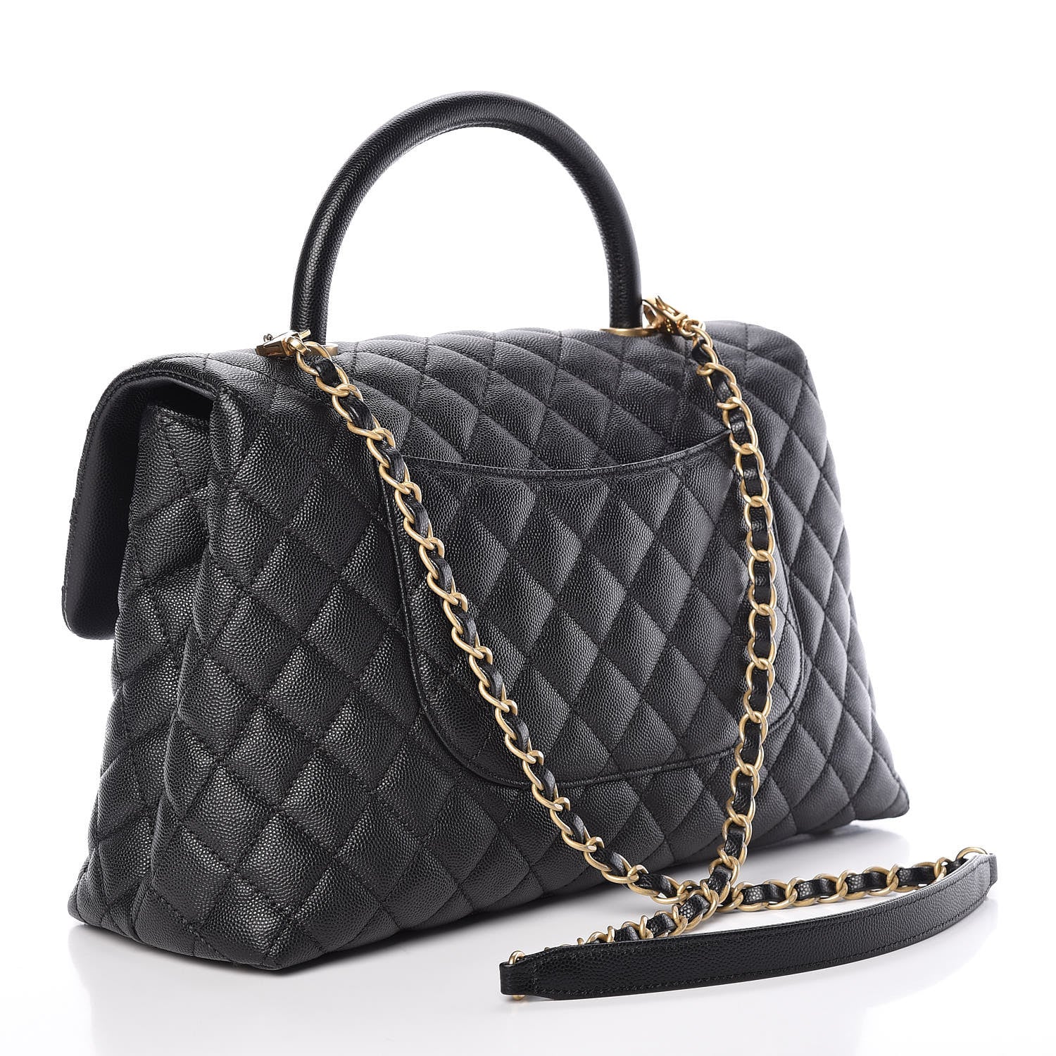 Chanel Caviar Quilted Large Coco Handle Flap Black 3 of 9