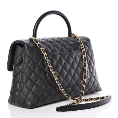 Chanel Caviar Quilted Large Coco Handle Flap Black 3 of 9