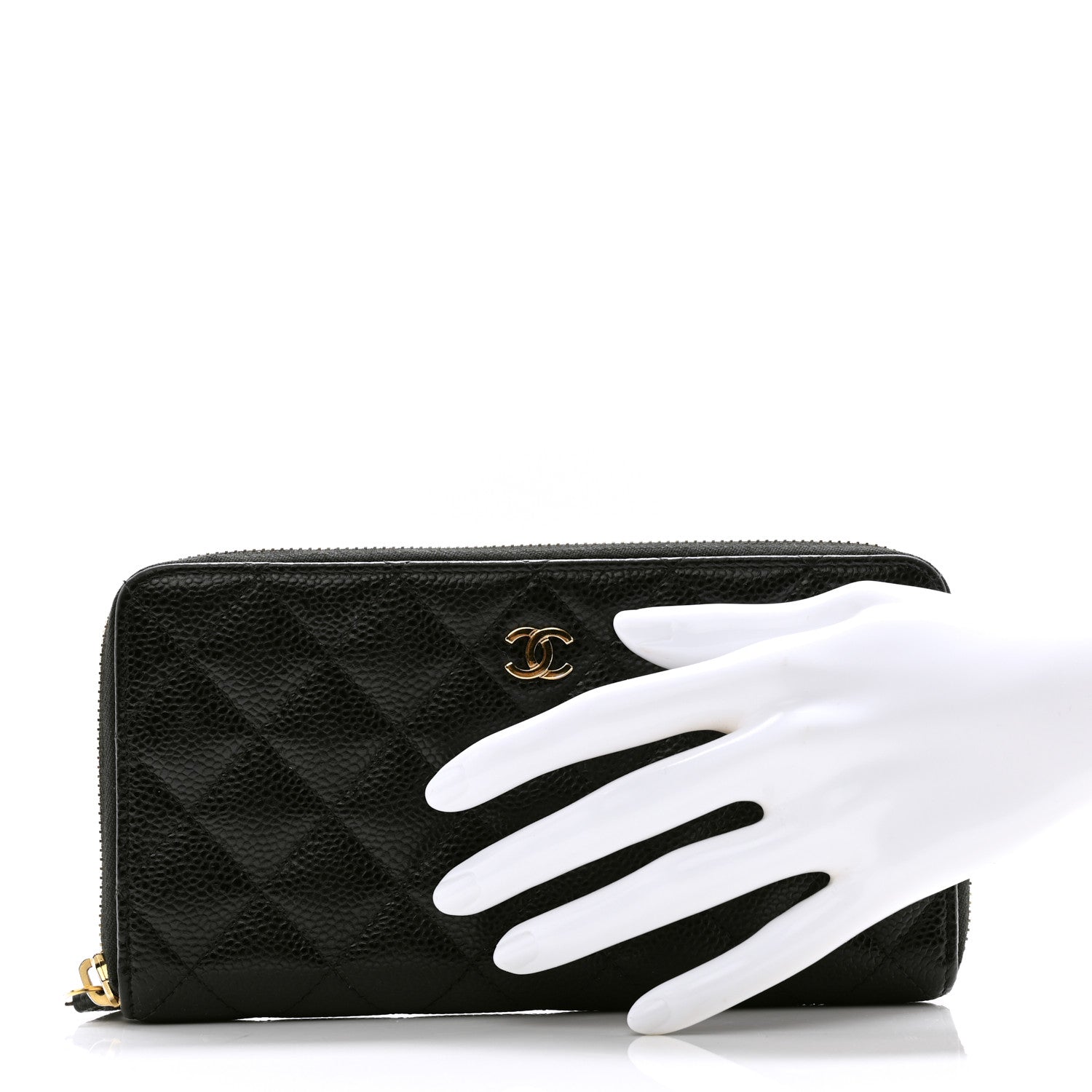 Chanel Caviar Quilted Large Gusset Zip Around Wallet Black 2 of 10