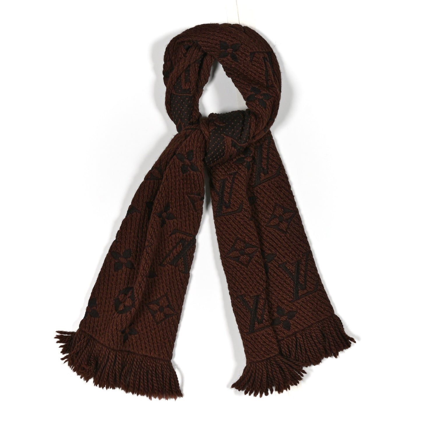Wool Silk Logomania Scarf Marron
