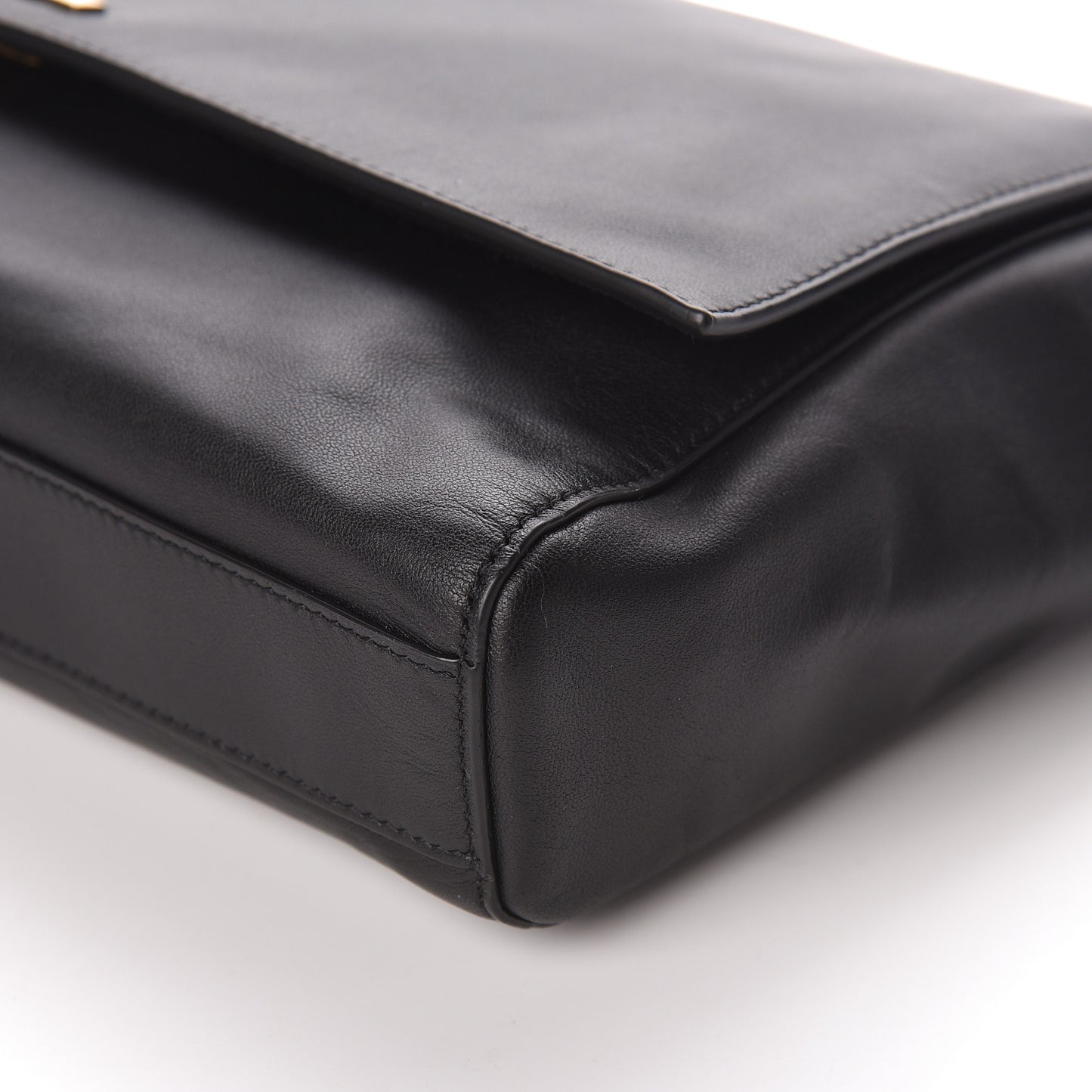 Smooth Calfskin Suede Medium Reversible Monogram Kate Satchel Black
