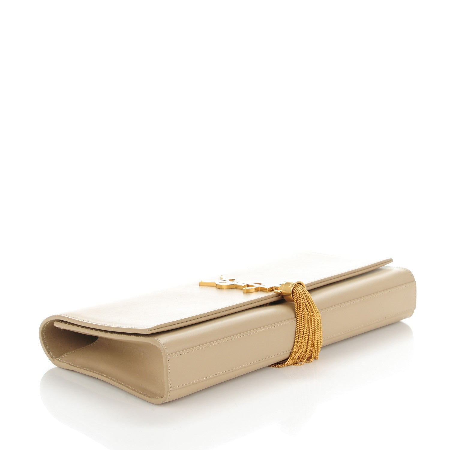 Saint Laurent Calfskin Classic Monogram Tassel Clutch Nude 4 of 8