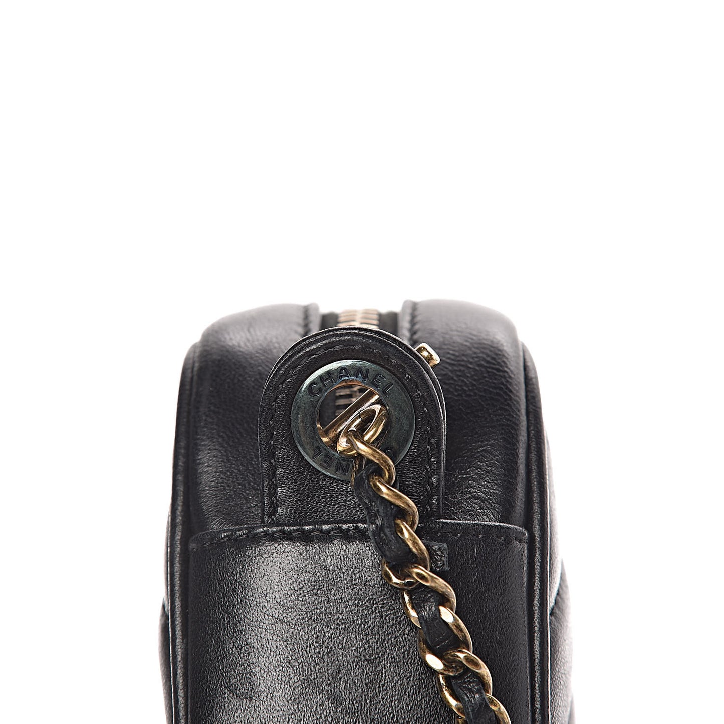 Lambskin Chevron Quilted Pyramid CC Camera Case Black