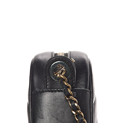 Chanel Lambskin Chevron Quilted Pyramid CC Camera Case Black 12 of 15
