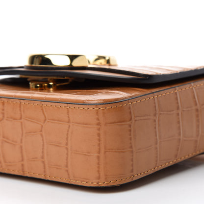 Chloe Calfskin Crocodile Embossed Mini C Double Carry Autumnal Brown 7 of 9