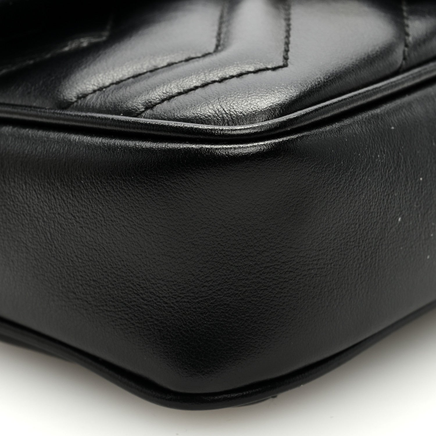 Gucci Calfskin Matelasse Super Mini GG Marmont Shoulder Bag Black 7 of 9