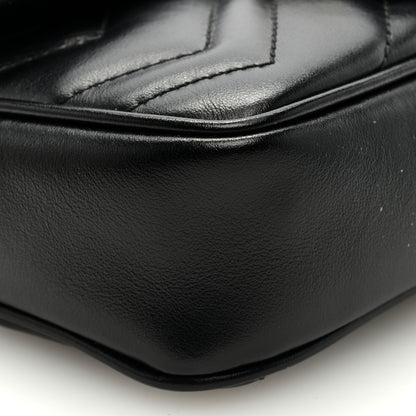 Gucci Calfskin Matelasse Super Mini GG Marmont Shoulder Bag Black 7 of 9