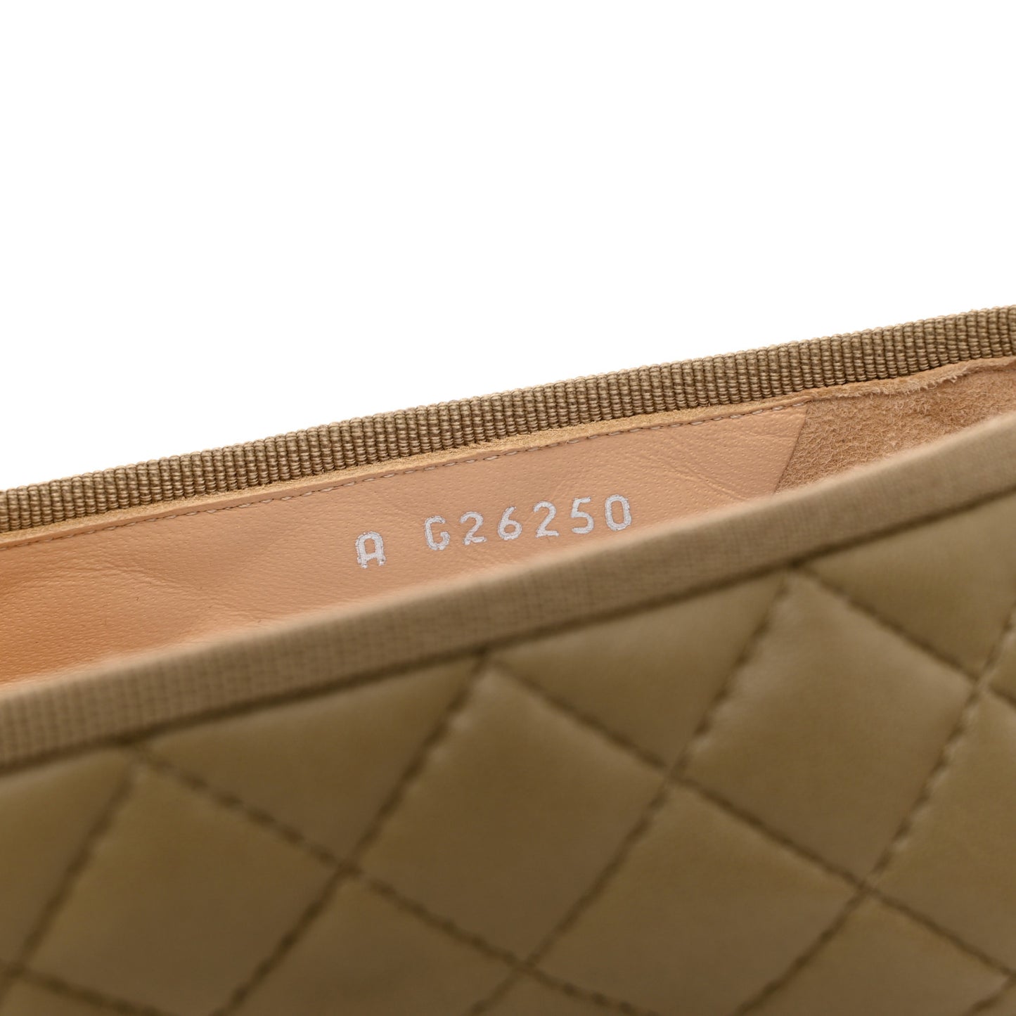 Lambskin Quilted CC Cap Toe Ballerina Flats 36.5 Beige