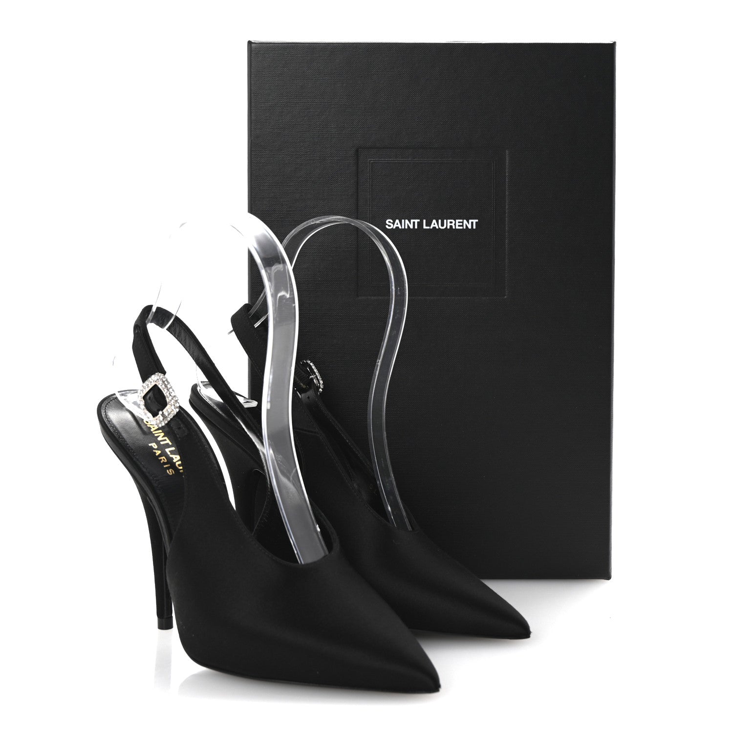 Saint Laurent Silk Satin Yasmeen 115 Slingback Pumps 35 Black 10 of 10