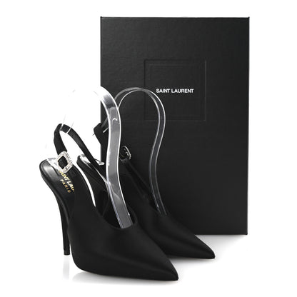 Saint Laurent Silk Satin Yasmeen 115 Slingback Pumps 35 Black 10 of 10