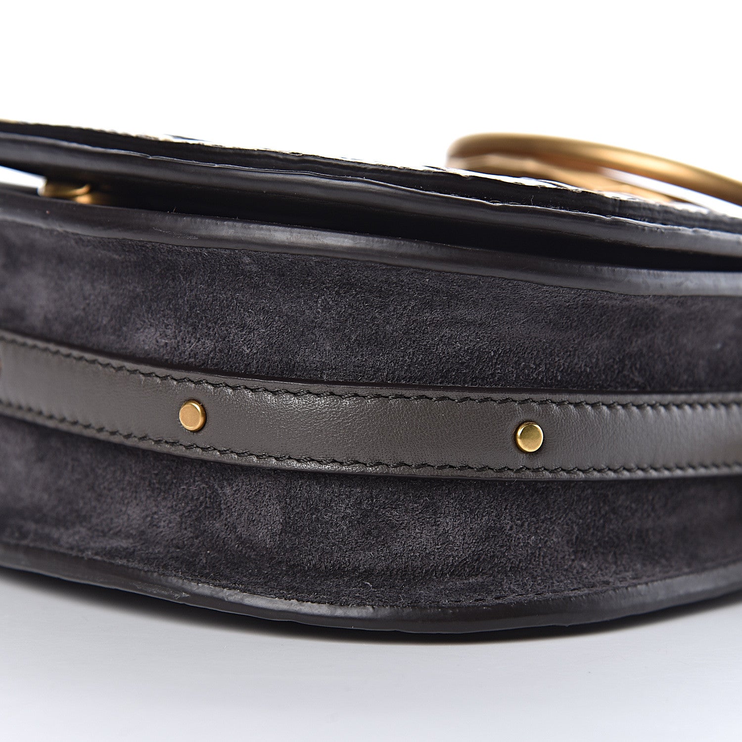 Chloe Suede Calfskin Crocodile Embossed Small Nile Bracelet Bag Profound Brown 10 of 11