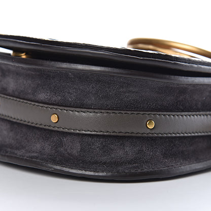 Chloe Suede Calfskin Crocodile Embossed Small Nile Bracelet Bag Profound Brown 10 of 11