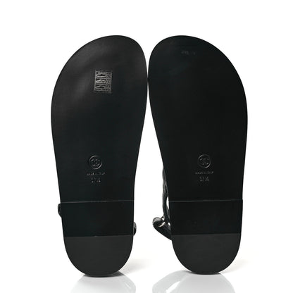 Chanel Grained Calfskin Velcro Dad Sandals 37.5 Black 5 of 8