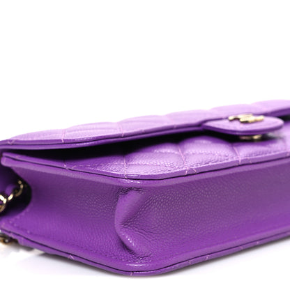 Chanel Caviar Quilted Flap Phone Holder with Chain Purple 10 of 12