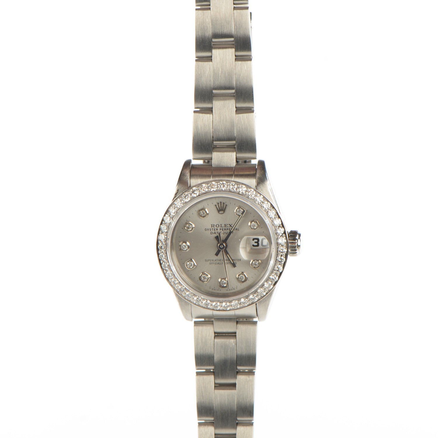 Rolex Stainless Steel Diamond 26mm Oyster Perpetual Datejust Watch Silver 69160 2 of 8