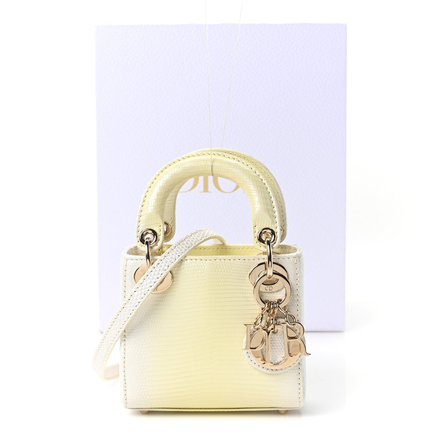 Lizard Micro Lady Dior Yellow Multicolor