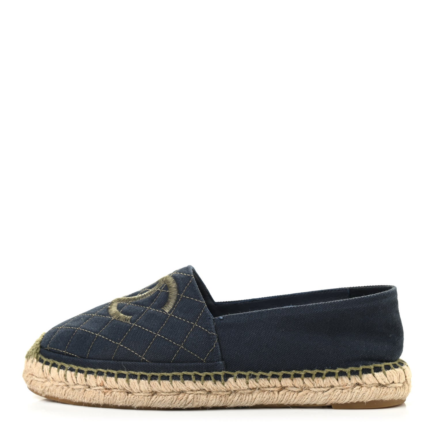 Chanel Fabric Biarritz CC Espadrilles 39 Blue Green 1 of 13