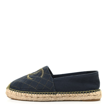 Chanel Fabric Biarritz CC Espadrilles 39 Blue Green 1 of 13