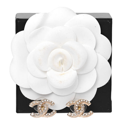 Chanel Crystal Pearl CC Earrings Gold 5 of 5