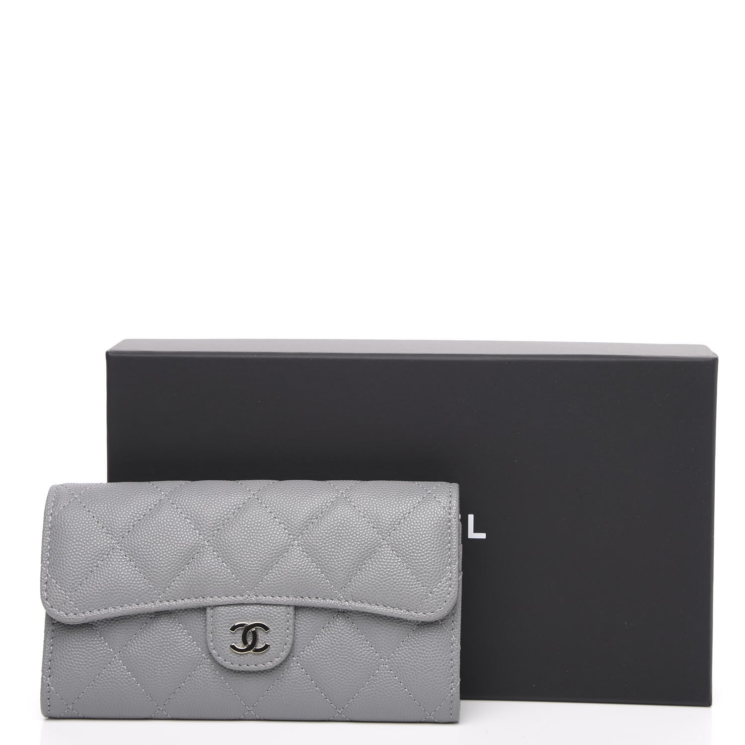 Chanel Caviar Quilted Medium Flap Wallet Grey 8 of 8