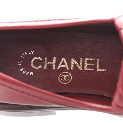 Chanel Lambskin Quilted CC Turnlock Loafers 37 Red 7 of 9
