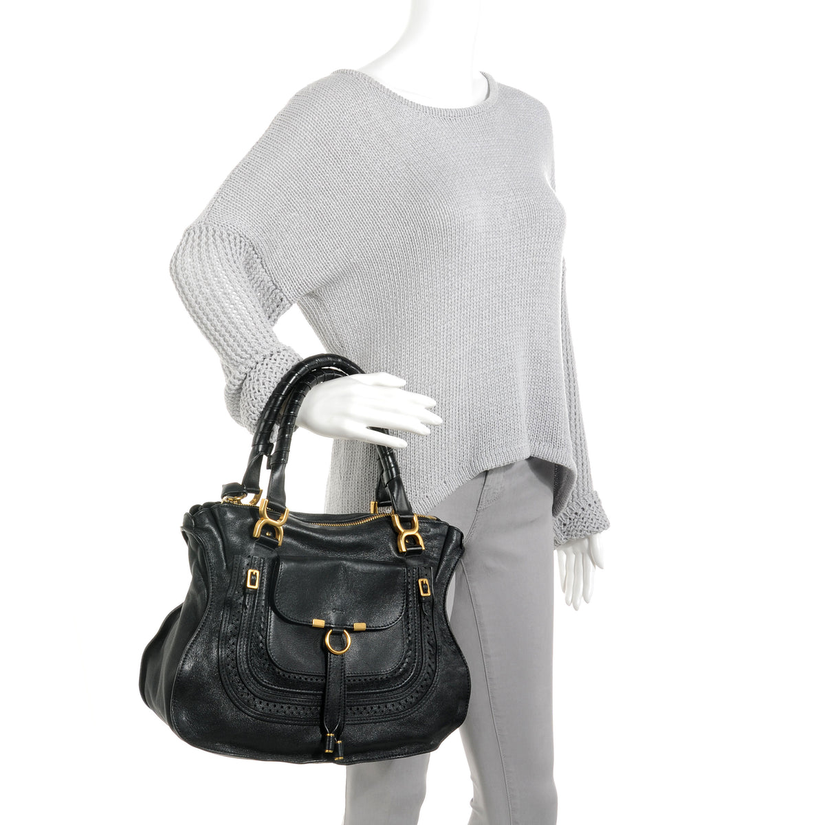 Chloe Calfskin Medium Marcie Animation Satchel Black 2 of 8