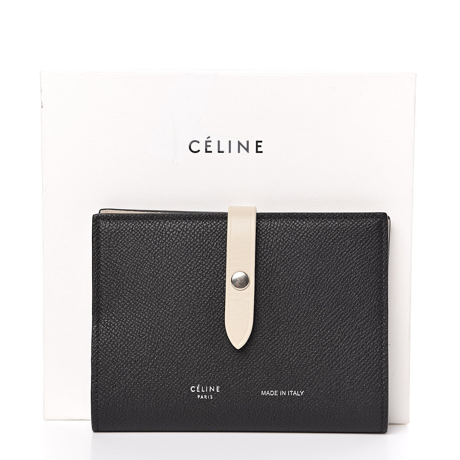 Celine Grained Calfskin Strap Passport Cover Black Chalk 9 of 9