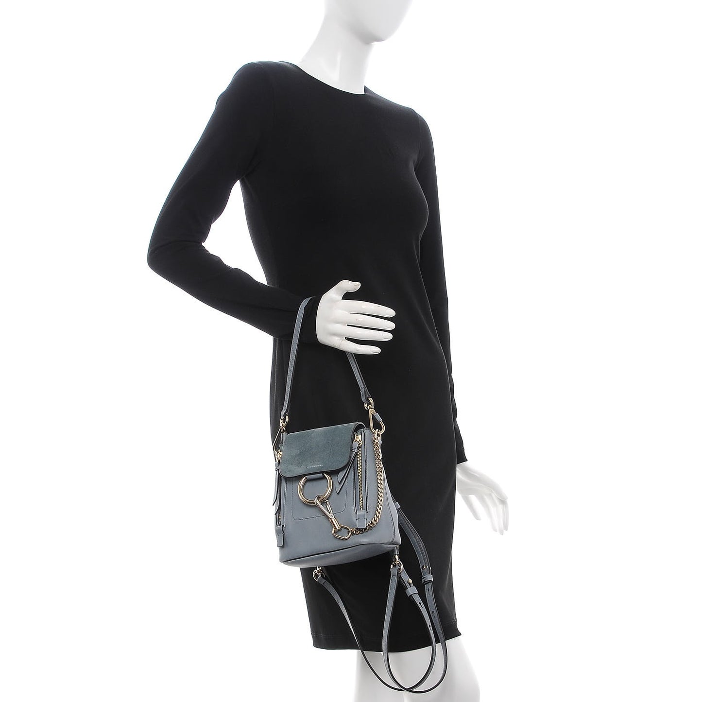 Suede Calfskin Mini Faye Backpack Cloudy Blue