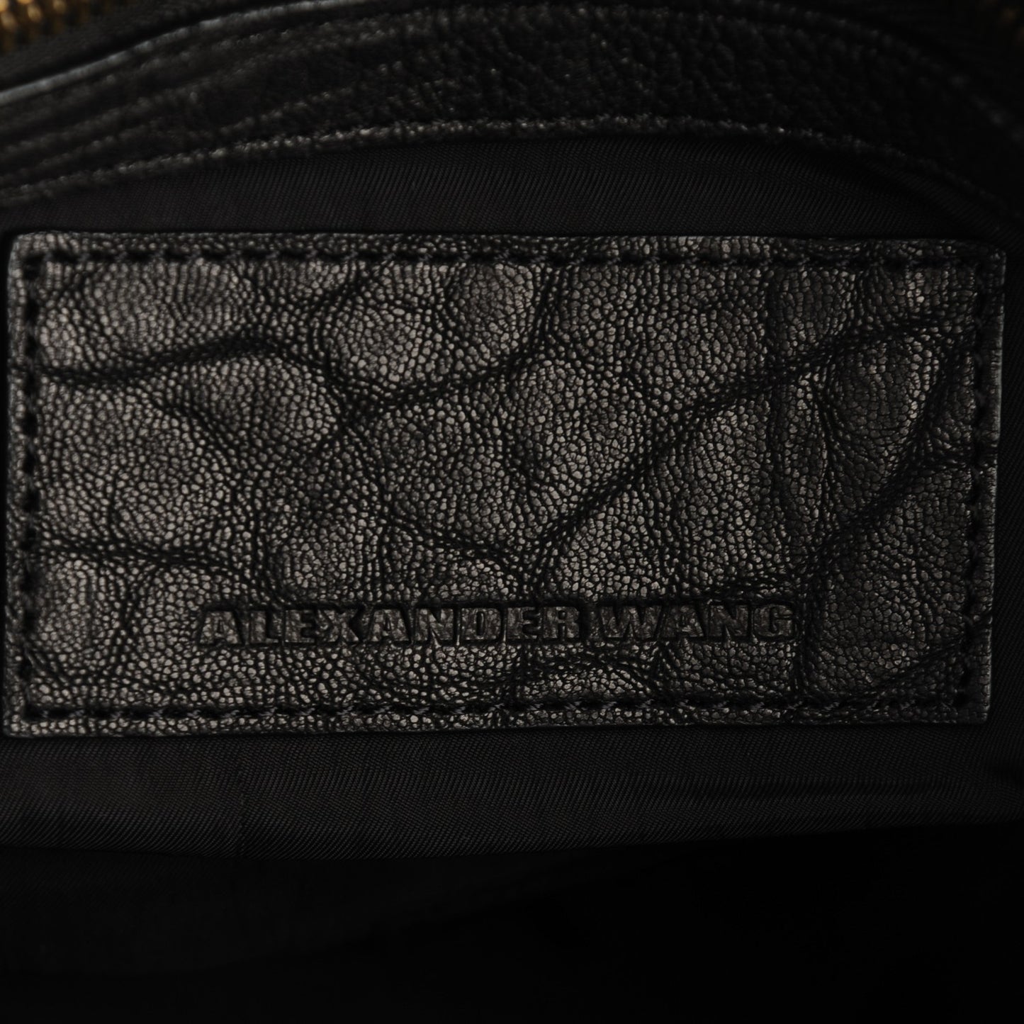 Pebbled Lambskin Rocco Black Antique Brass Hardware