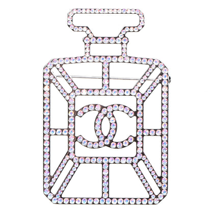 Chanel Metal Strass Perfume Bottle CC Brooch Silver 1 of 5