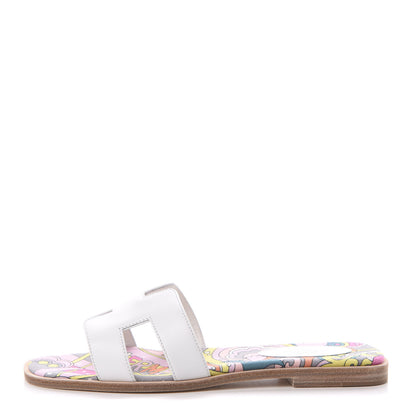 Hermes Faubourg Rainbow Oran Sandals 37 White Multicolore 1 of 8