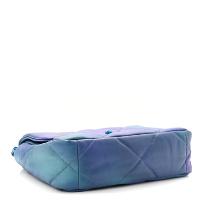 Chanel Tie Dye Calfskin Quilted Medium Chanel 19 Flap Blue Purple 4 of 11