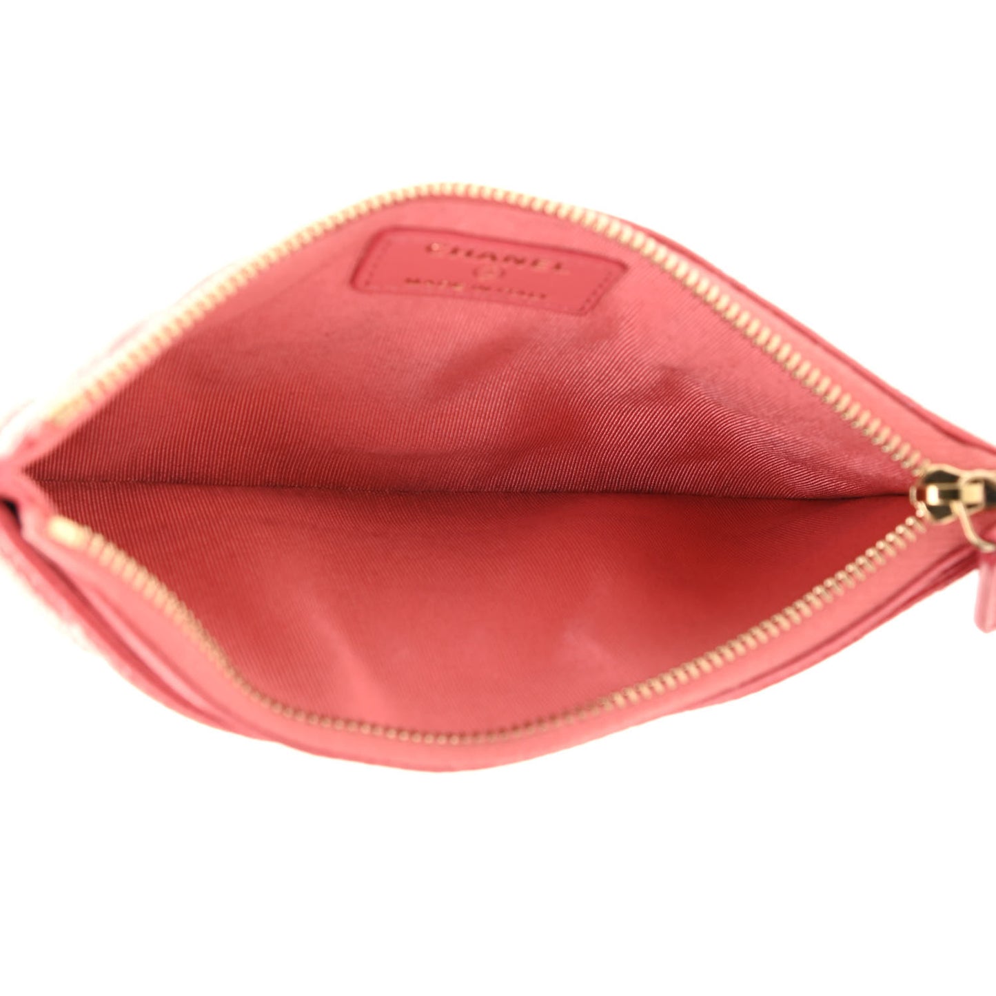 Iridescent Caviar Quilted Classic Zip Pouch Pink
