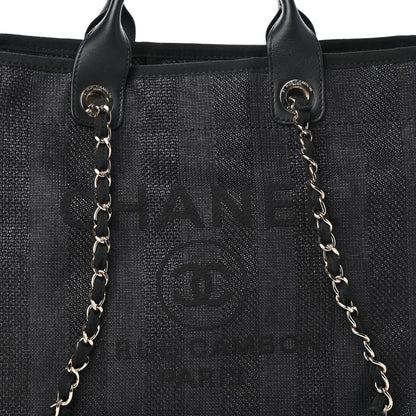 Chanel Mixed Fibers Calfskin Striped Medium Deauville Tote Black 8 of 10