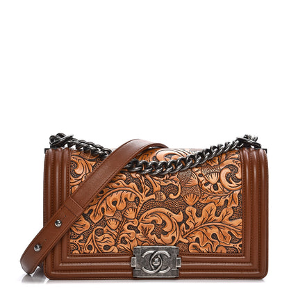 Chanel Calfskin Embossed Medium Cordoba Boy Flap Brown 1 of 7