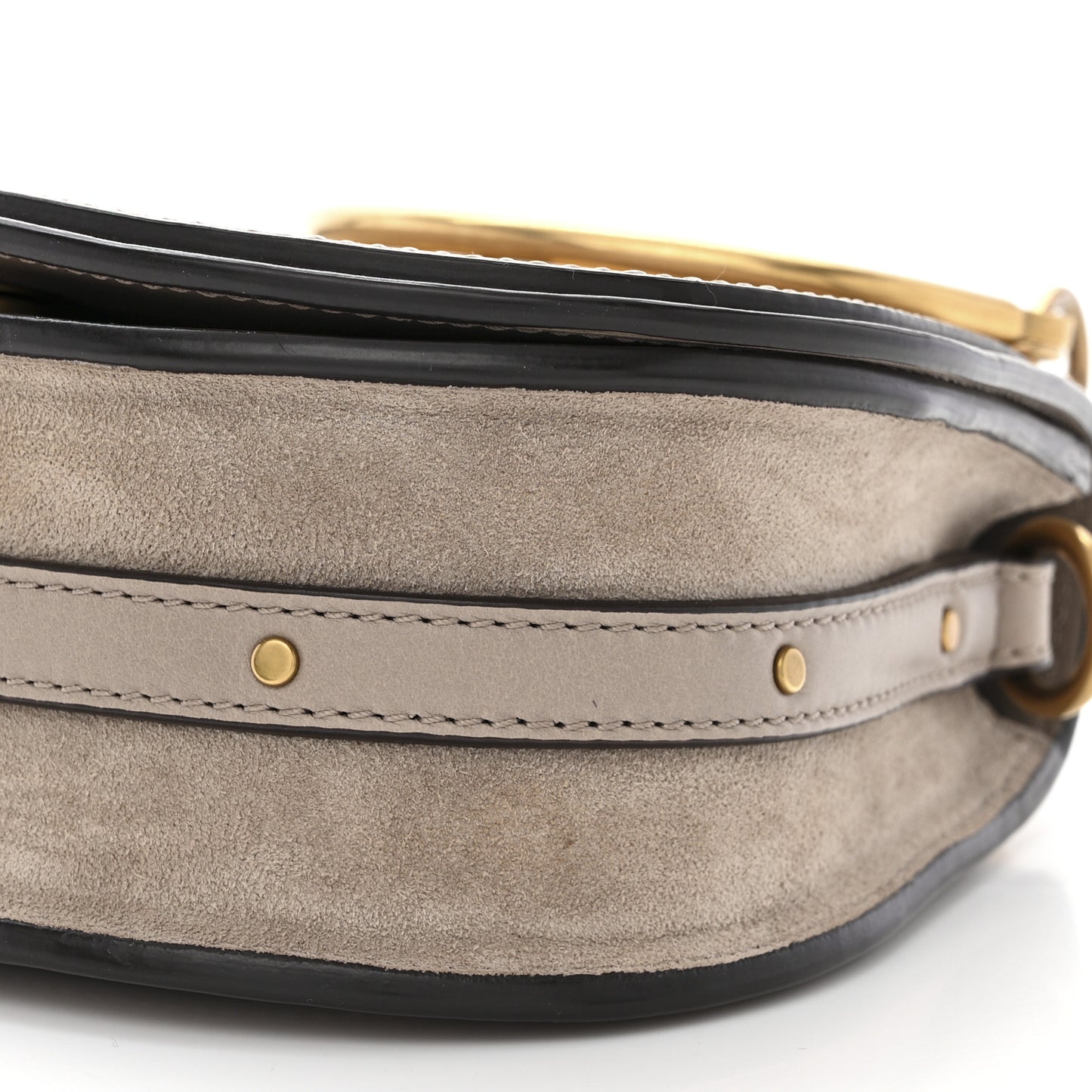 Calfskin Suede Small Nile Bracelet Bag Motty Grey