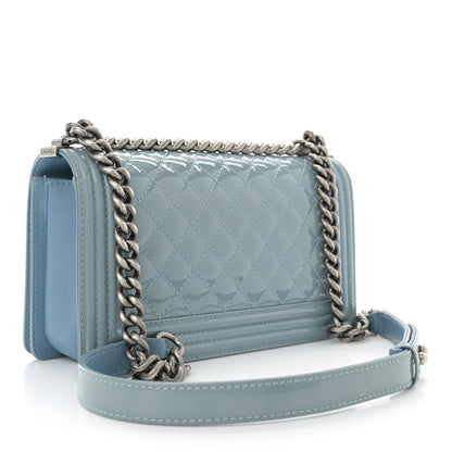 Chanel Patent Calfskin Medium Plexiglass Boy Flap Light Blue 3 of 16
