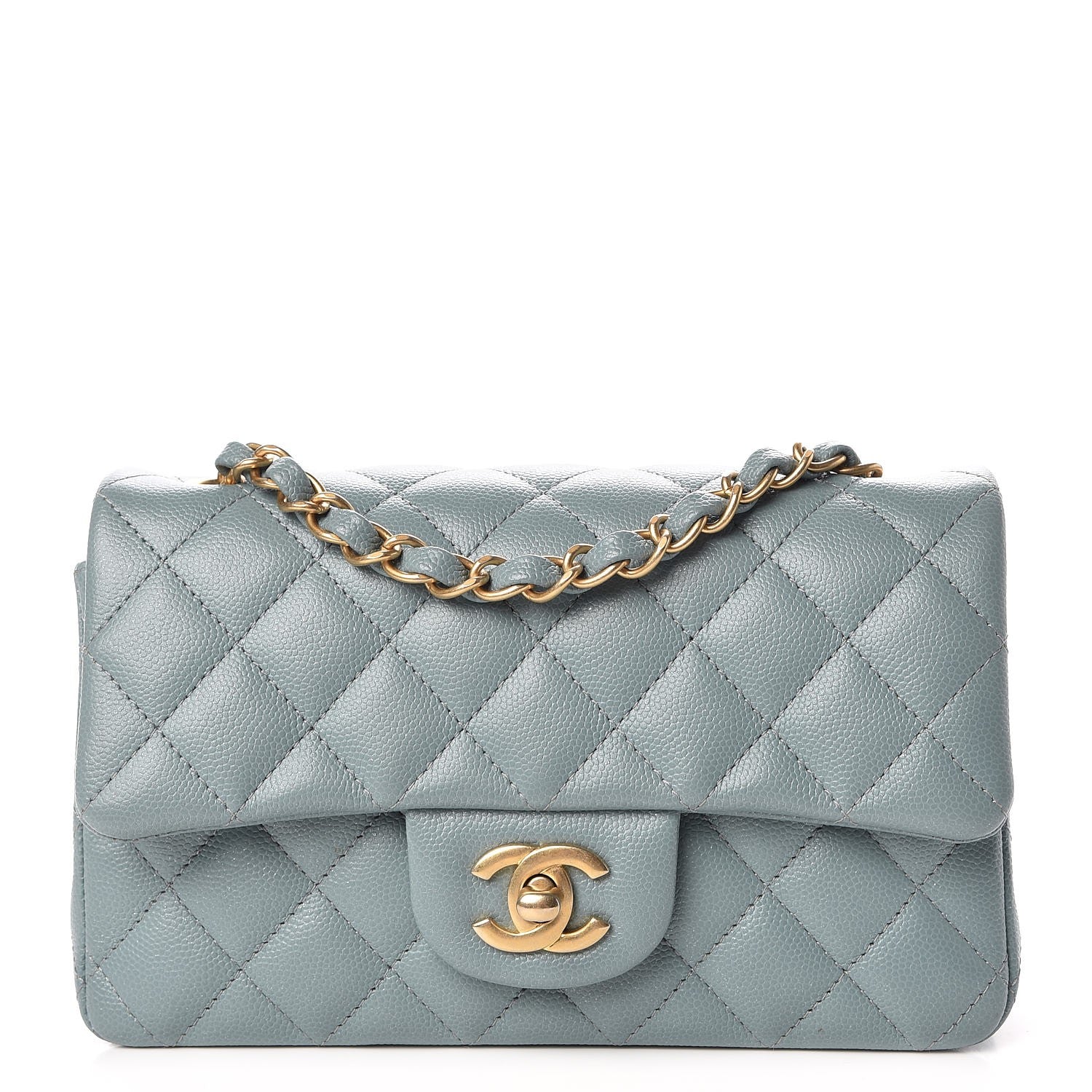 Chanel Iridescent Caviar Quilted Mini Rectangular Flap Light Blue 1 of 7