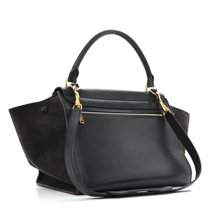Celine Smooth Calfskin Suede Medium Trapeze Blue Black 3 of 18