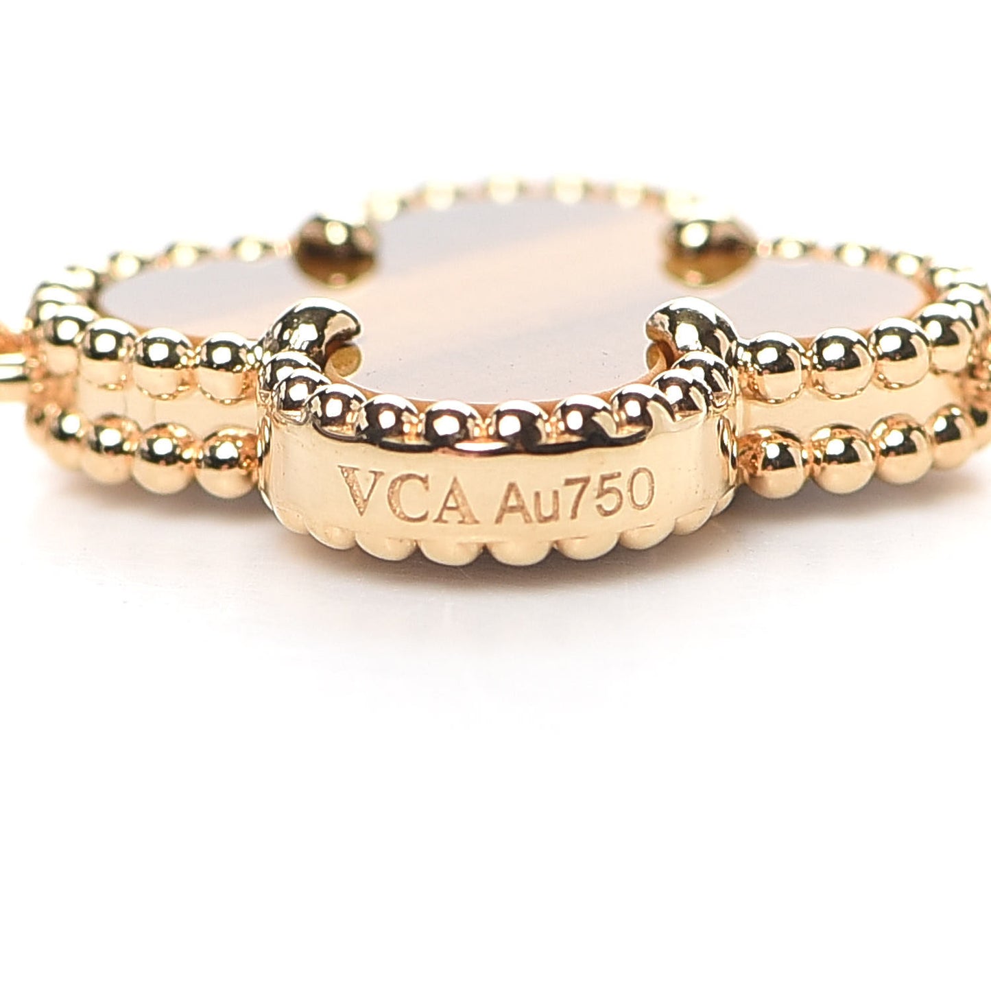 18K Yellow Gold Tiger Eye 5 Motifs Vintage Alhambra Bracelet