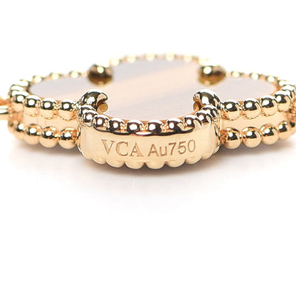 Van Cleef & Arpels 18K Yellow Gold Tiger Eye 5 Motifs Vintage Alhambra Bracelet 6 of 7
