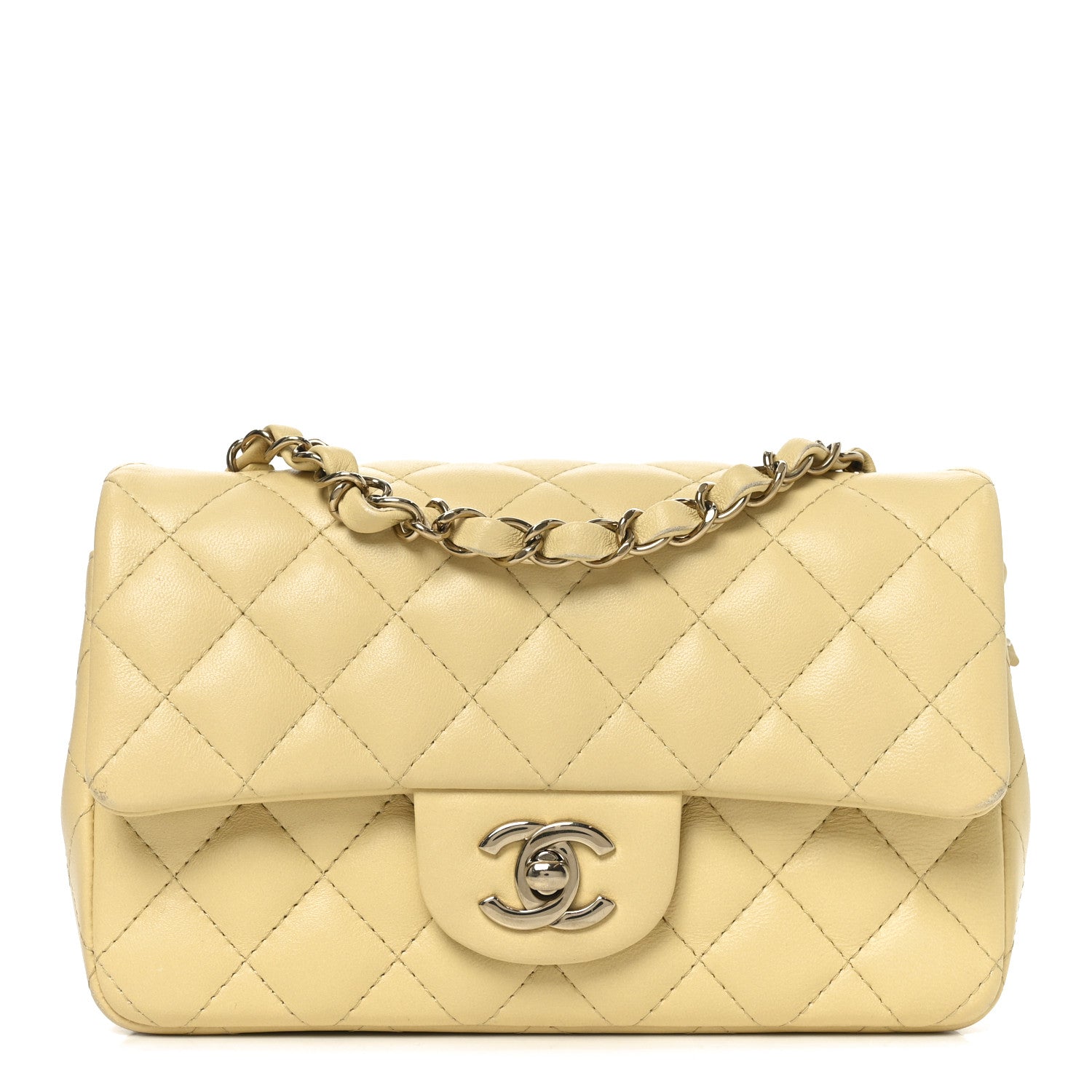 Chanel Lambskin Quilted Mini Rectangular Flap Light Yellow 1 of 11
