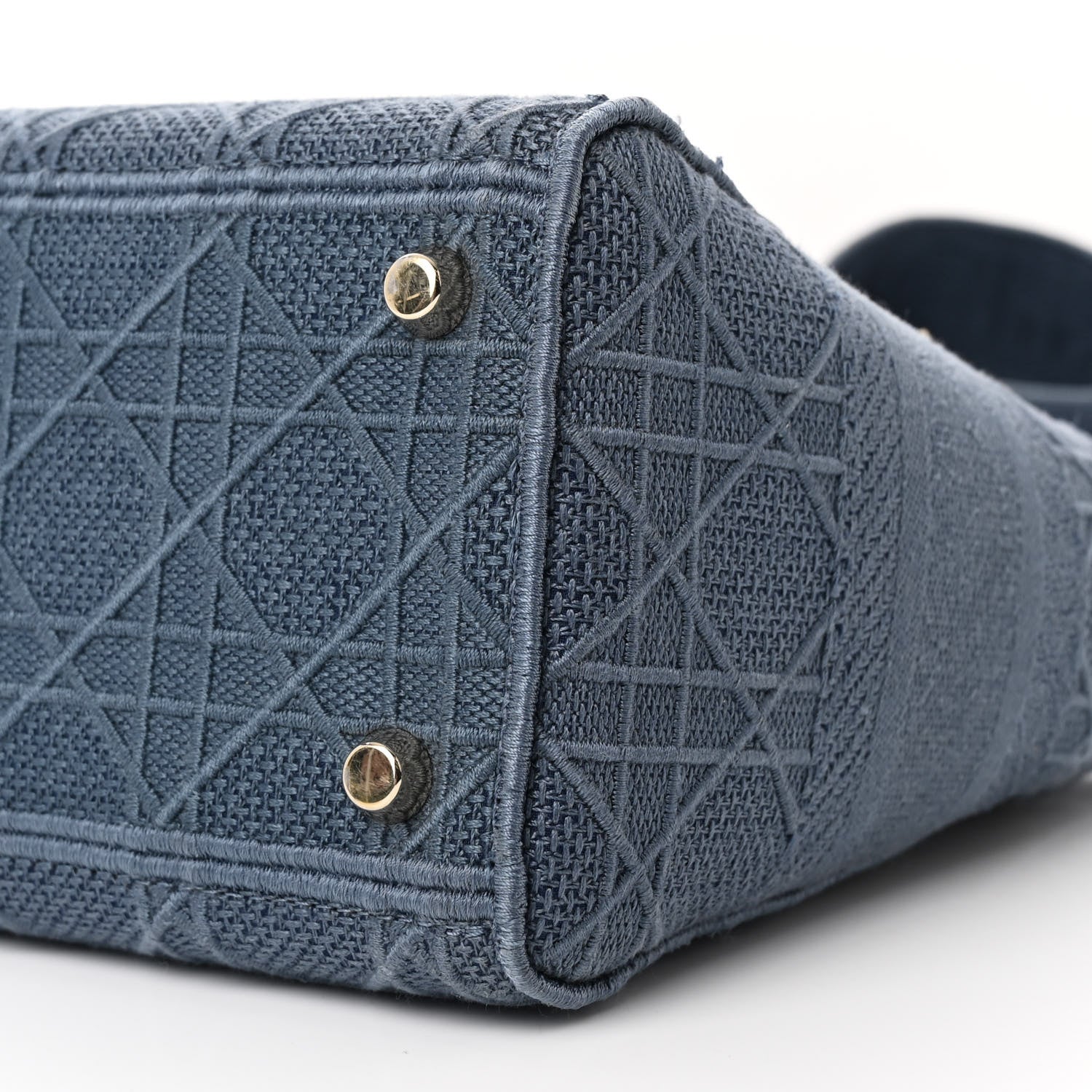 Christian Dior Canvas Embroidered Cannage Medium Lady D-Lite Denim Blue 10 of 14