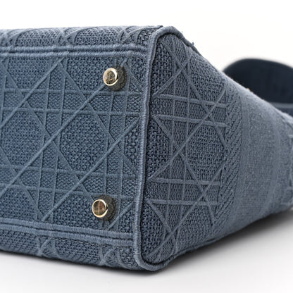 Christian Dior Canvas Embroidered Cannage Medium Lady D-Lite Denim Blue 10 of 14