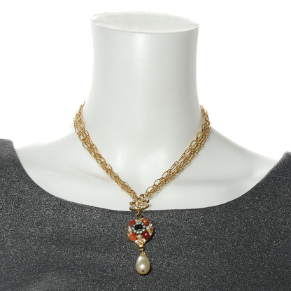 Chanel Jeweled Pearl CC Logo Drop Necklace Gold 2 of 6