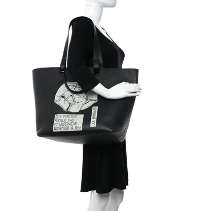 Loewe X JOE BRAINARD Calfskin Underwear Print Large Double Handle Tote Black 2 of 10